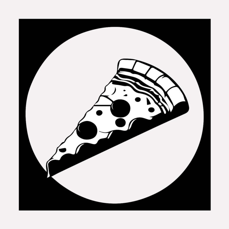 Pizza piece icon vector – Black & White silhouette in EPS