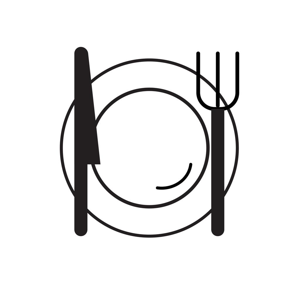 Dish icon vector silhouette outline lunch plate EPS design