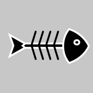 Fish bones icon vector – Cartoon Outline Doodle