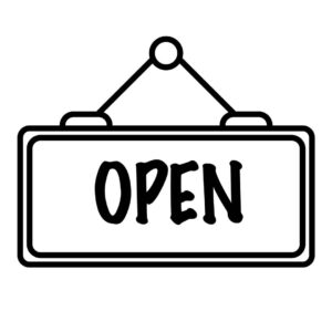 Open sign icon vector – Flat Black & White design