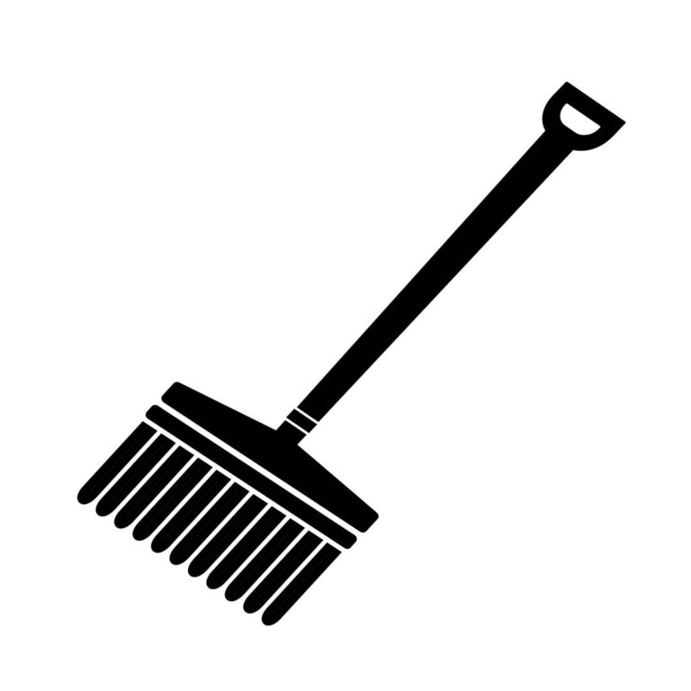 Rake icon silhouette vector & illustration in EPS