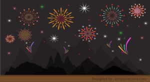 Night fireworks vector – Celebration illustration design