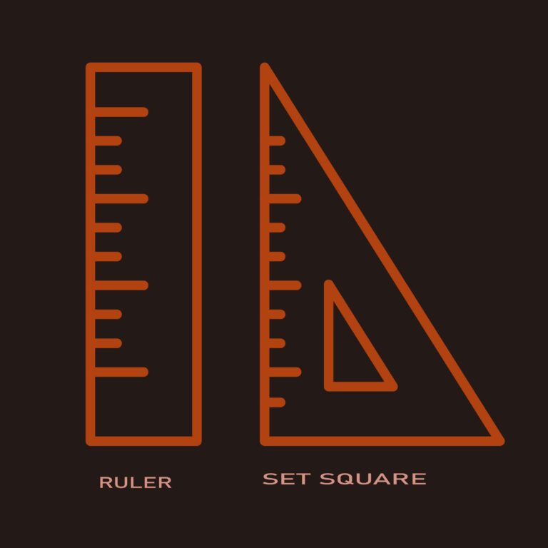 Ruler and set square vector – stationery vectors & Images