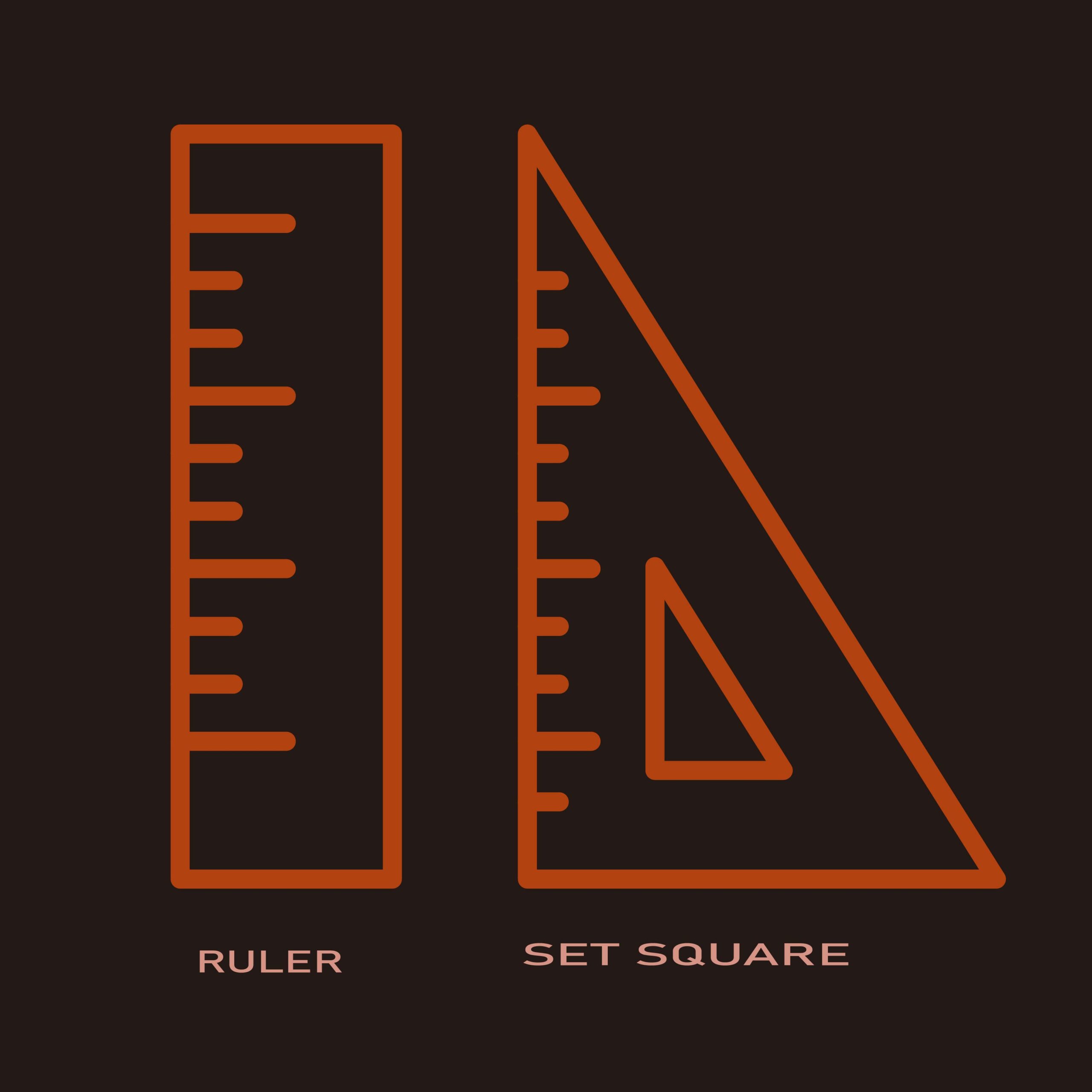 Ruler and set square vector – stationery vectors & Images