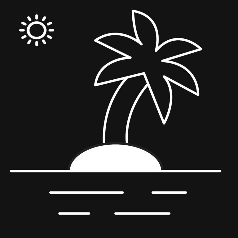 Desert island icon vector | Black & White, Silhouette