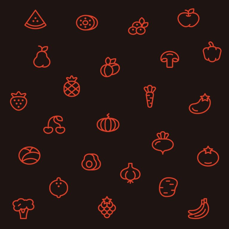 Fruits and vegetables outline icon vector :: EPS design