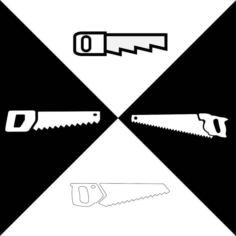 Hand saw icon vector – Black & White / Silhouette