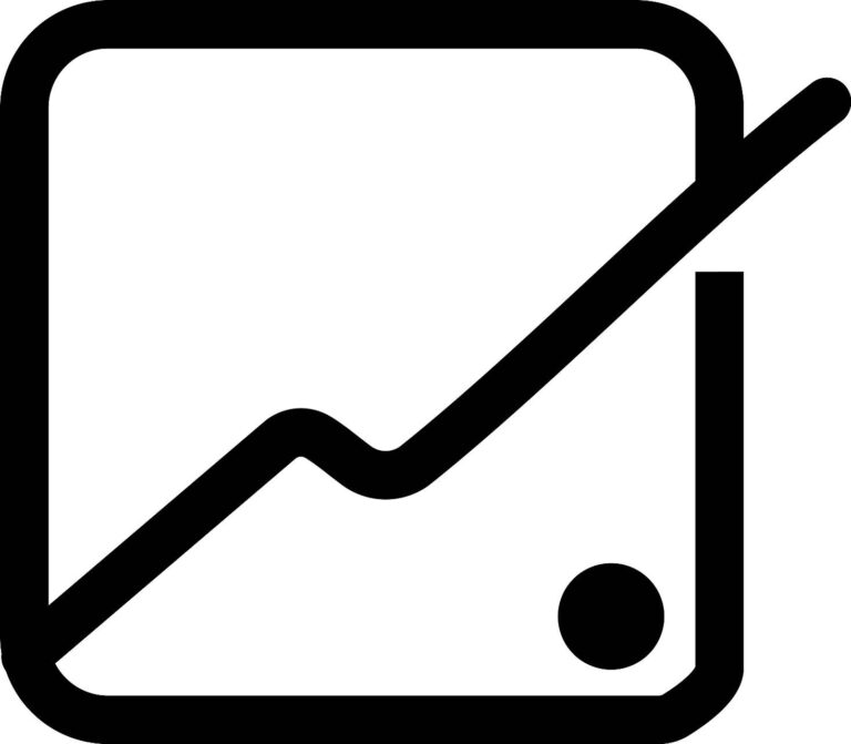 Line chart icon vector – Black & White / Silhouette