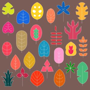 Topical outline leaves icon set vector – Flat, UI, EPS