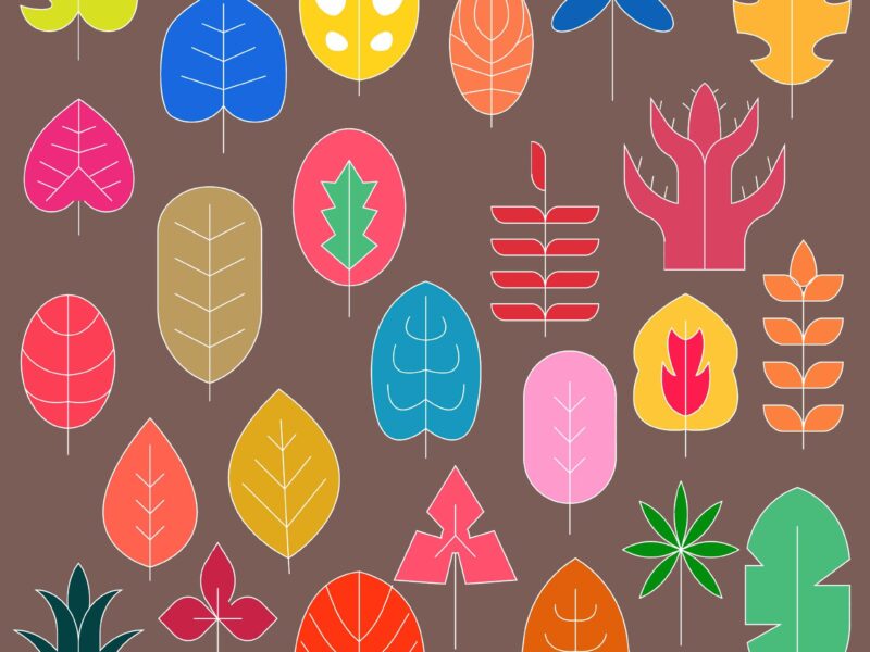 Topical outline leaves icon set vector – Flat, UI, EPS