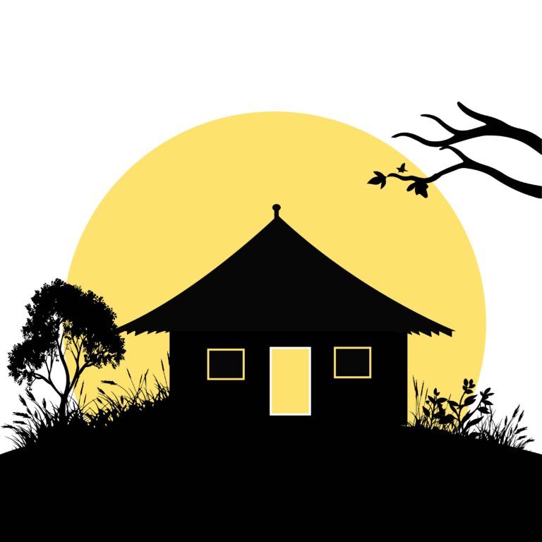 Simple Evening hut illustration vector in EPS